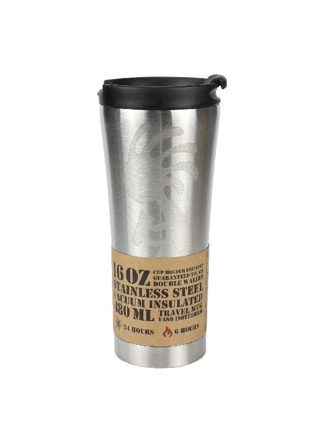 Aquapelli C116 Double Walled Insulated Travel Mug Silver and Black 480 ml 90050 - Image 2
